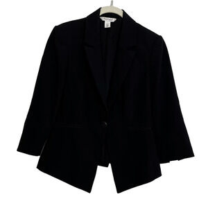 White House Black Market WHBM Womens Peplum Blazer Size 4 Black Short